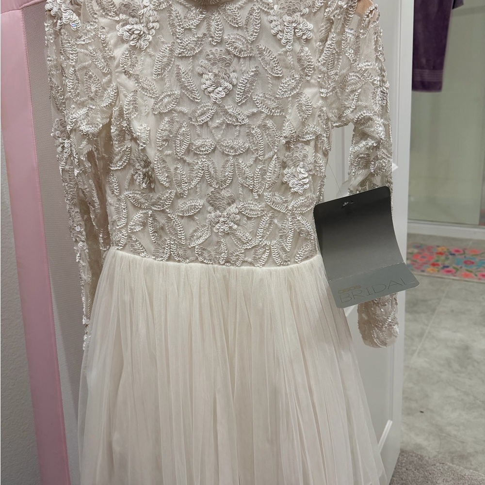 ASOS White Floral Sequins Bridal Dress